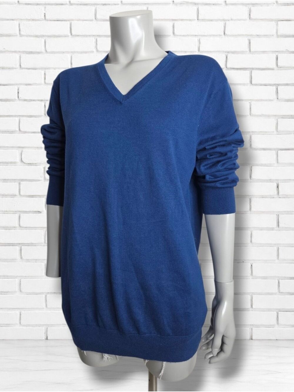 Banana Republic Mens Size L Tall Luxury Blend Blue V Neck Sweater